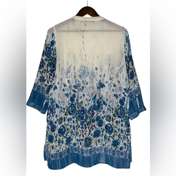 Soft Surrounding Floral Tunic Top Sheer Women M Coastal Closet Basic Grannycore - Picture 2 of 8